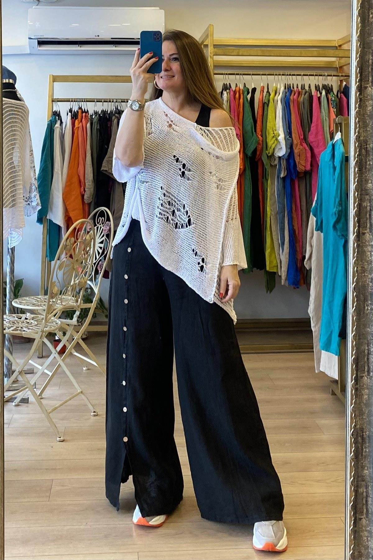 Asimetrik Kesim Merserize Ceket Beyaz