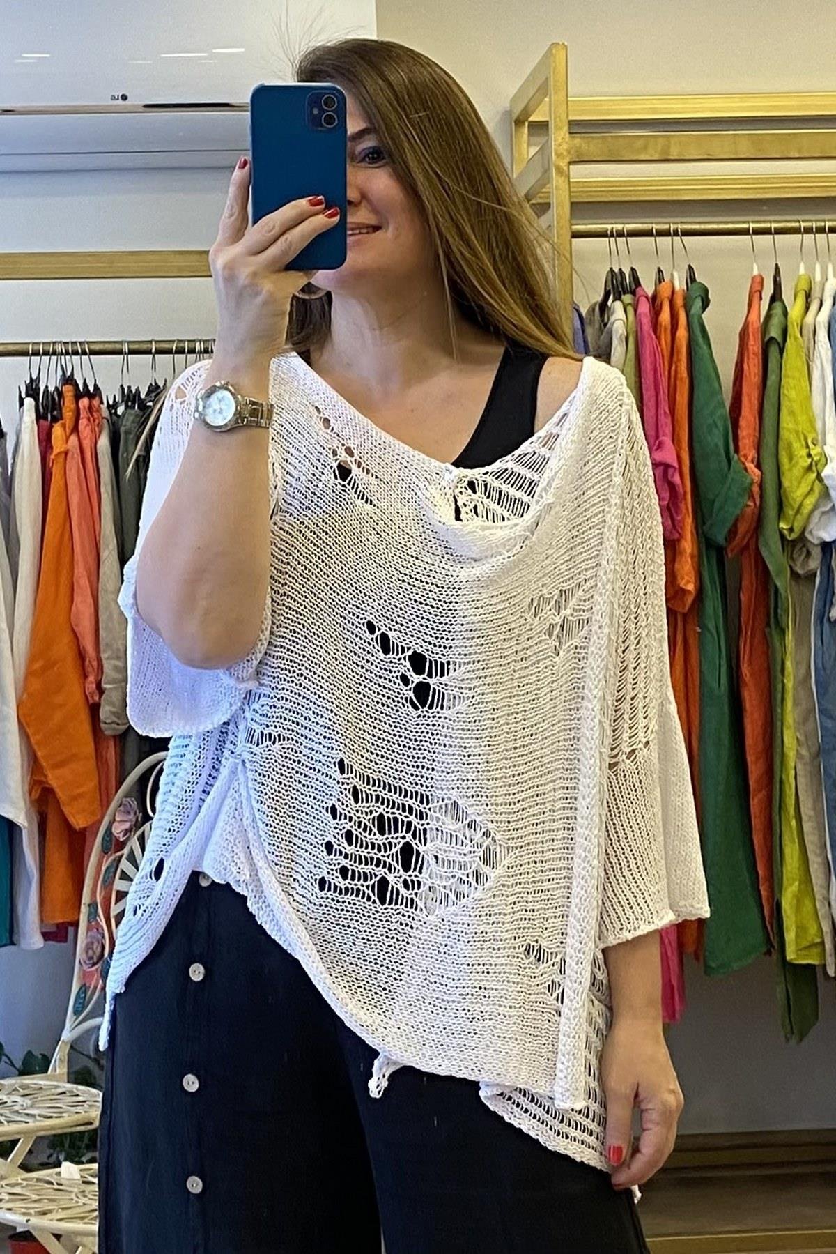 Asimetrik Kesim Merserize Ceket Beyaz