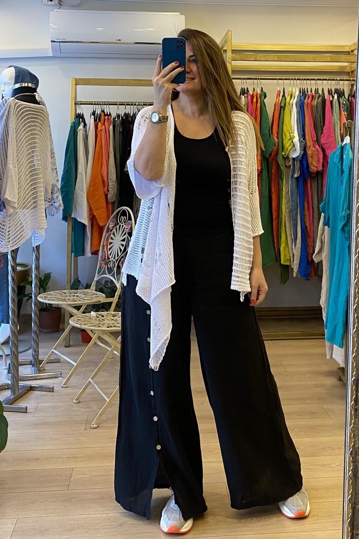 Asimetrik Kesim Merserize Ceket Beyaz