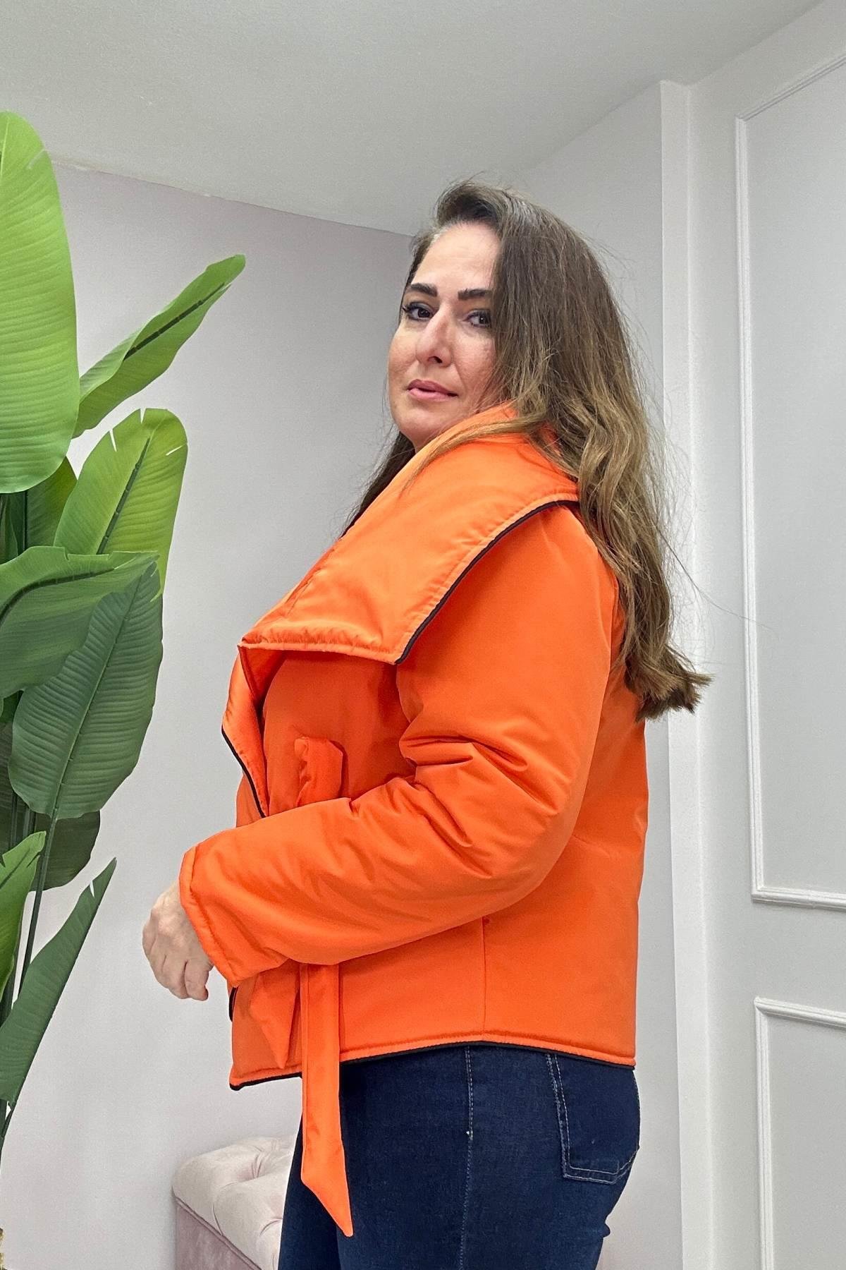 Bağlama Detaylı Tasarım Mont-Turuncu