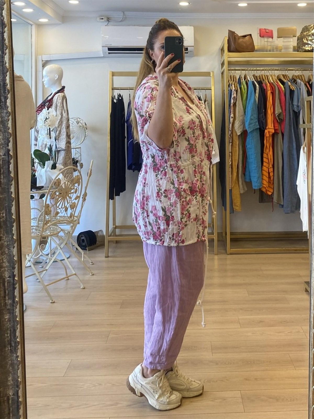 Bel büzgülü keten kumaş ceket beyaz