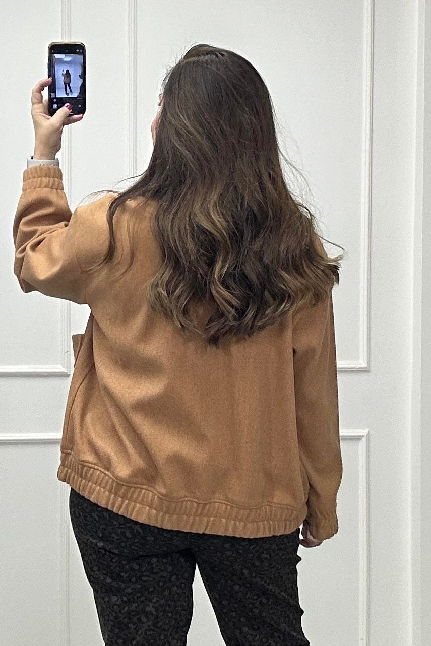 Bel Kemer Detaylı Cepli Mont Sütlü Kahve