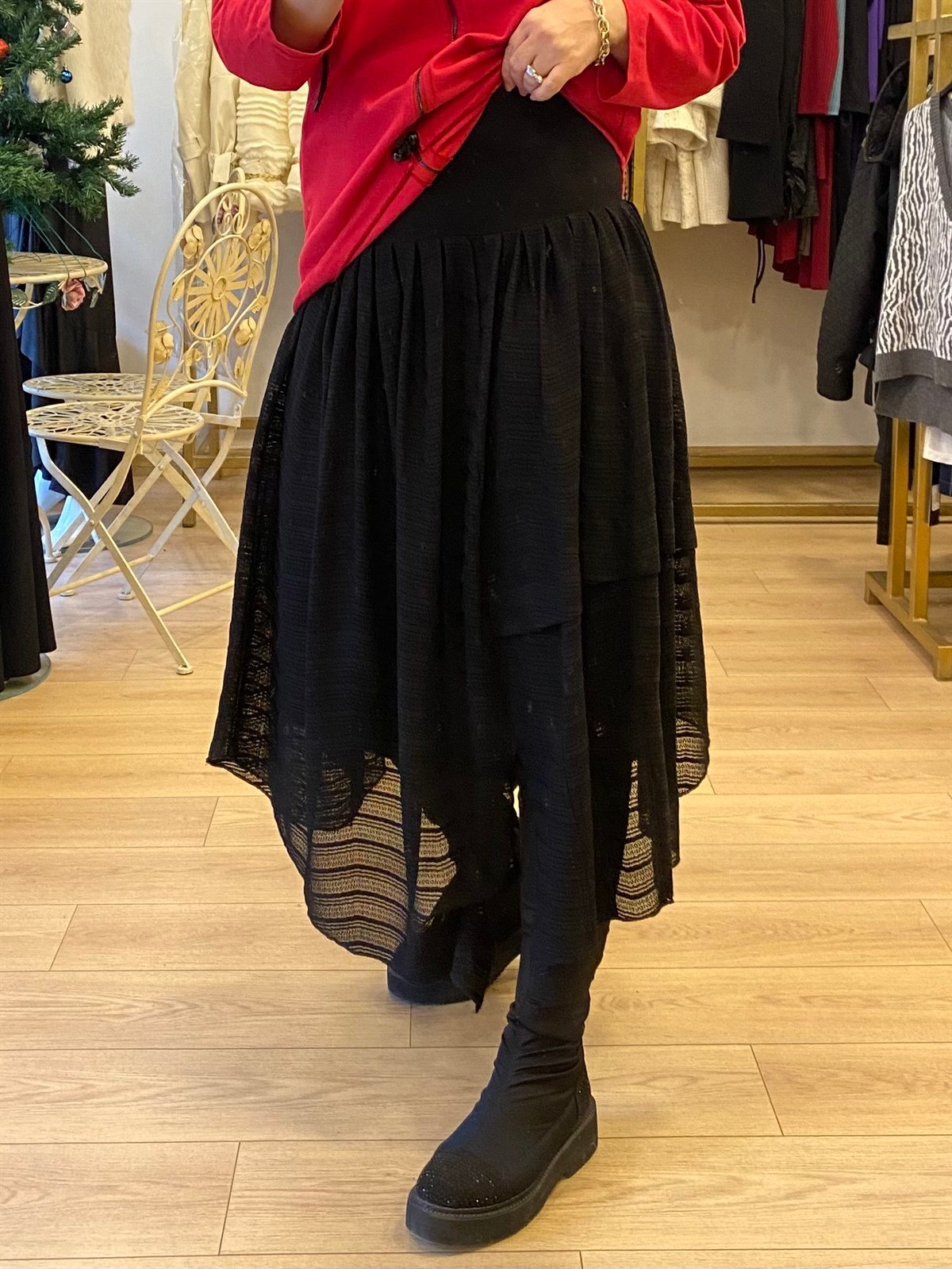 Bel Korsajlı Dantel Etek