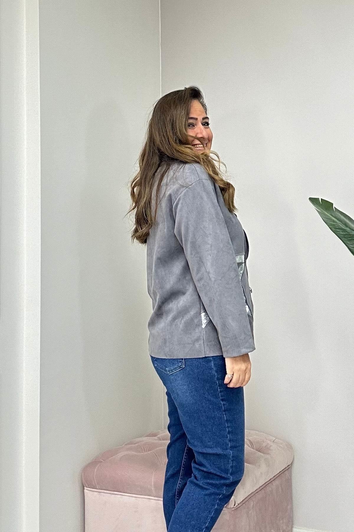 Blazer Yaldızlı Ceket Füme