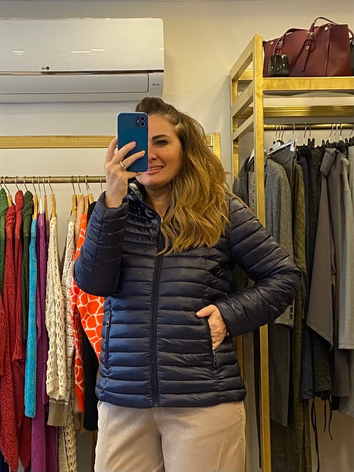 Çift Taraflı Şişme Mont Lacivert