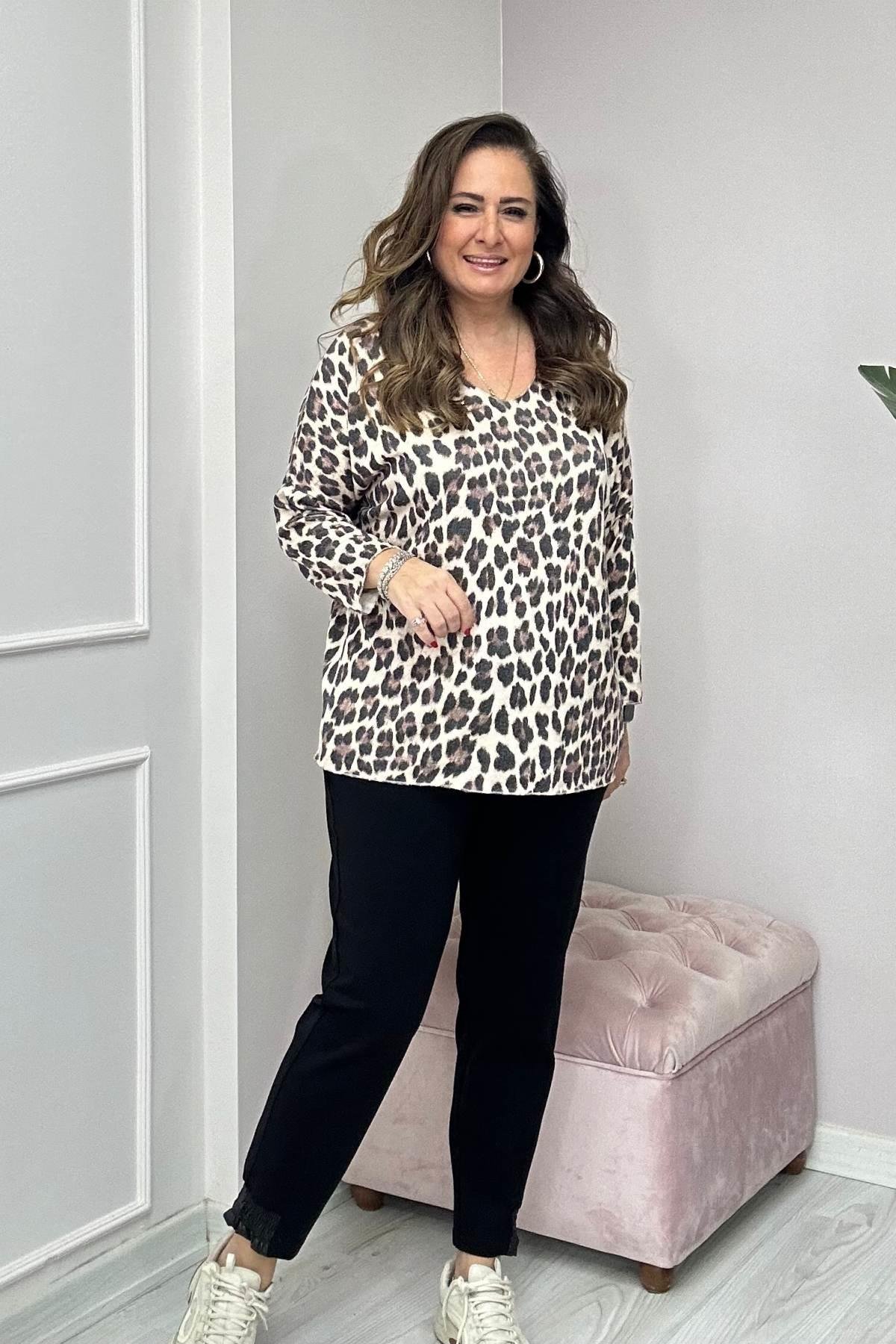 Çıtır Batik Desen Angora Triko  Bej 20664
