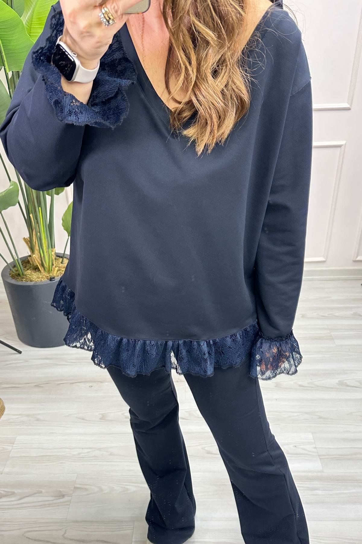 Dantel Detaylı Takım Lacivert