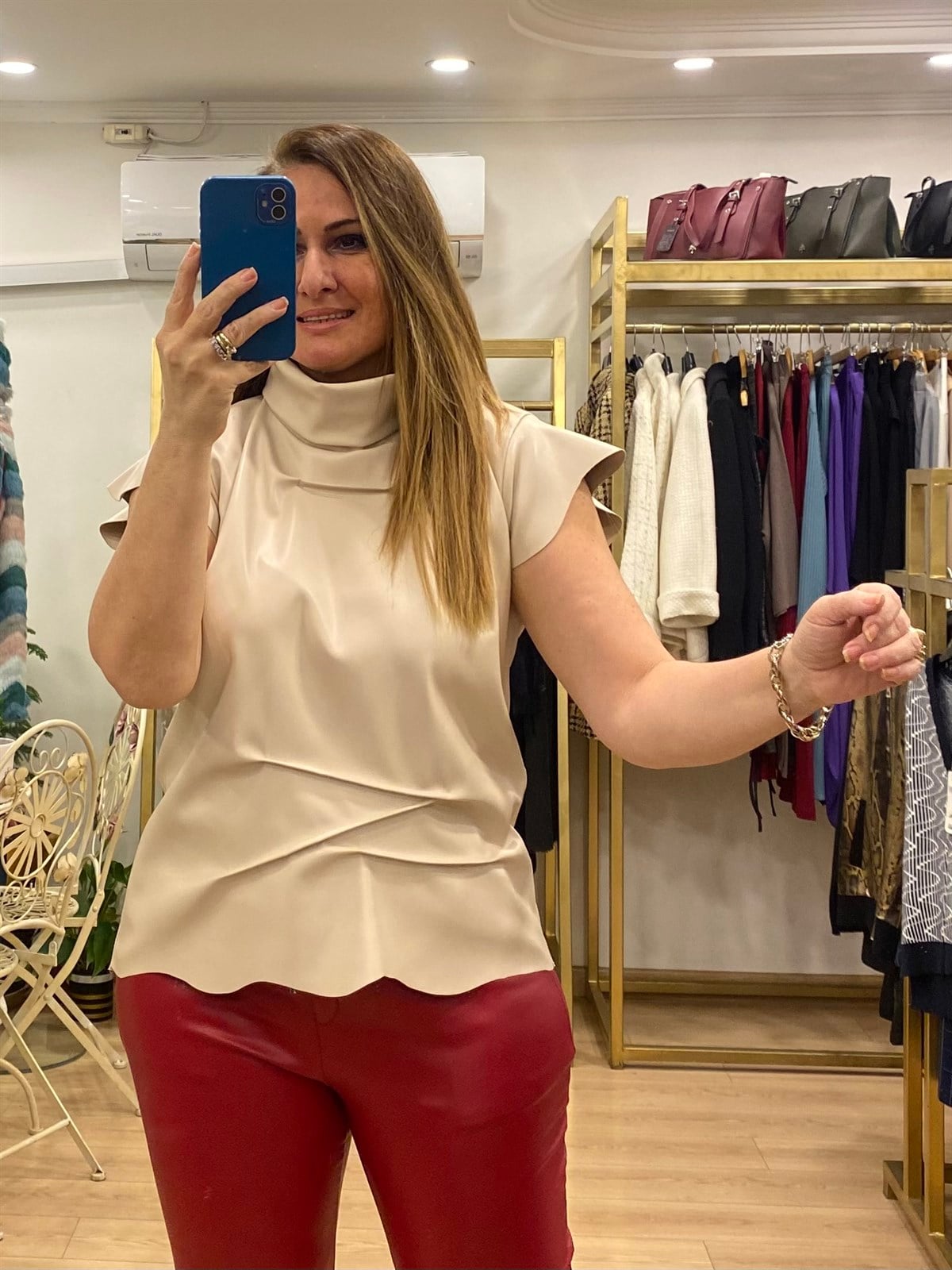 Deri Pantolon Kırmızı