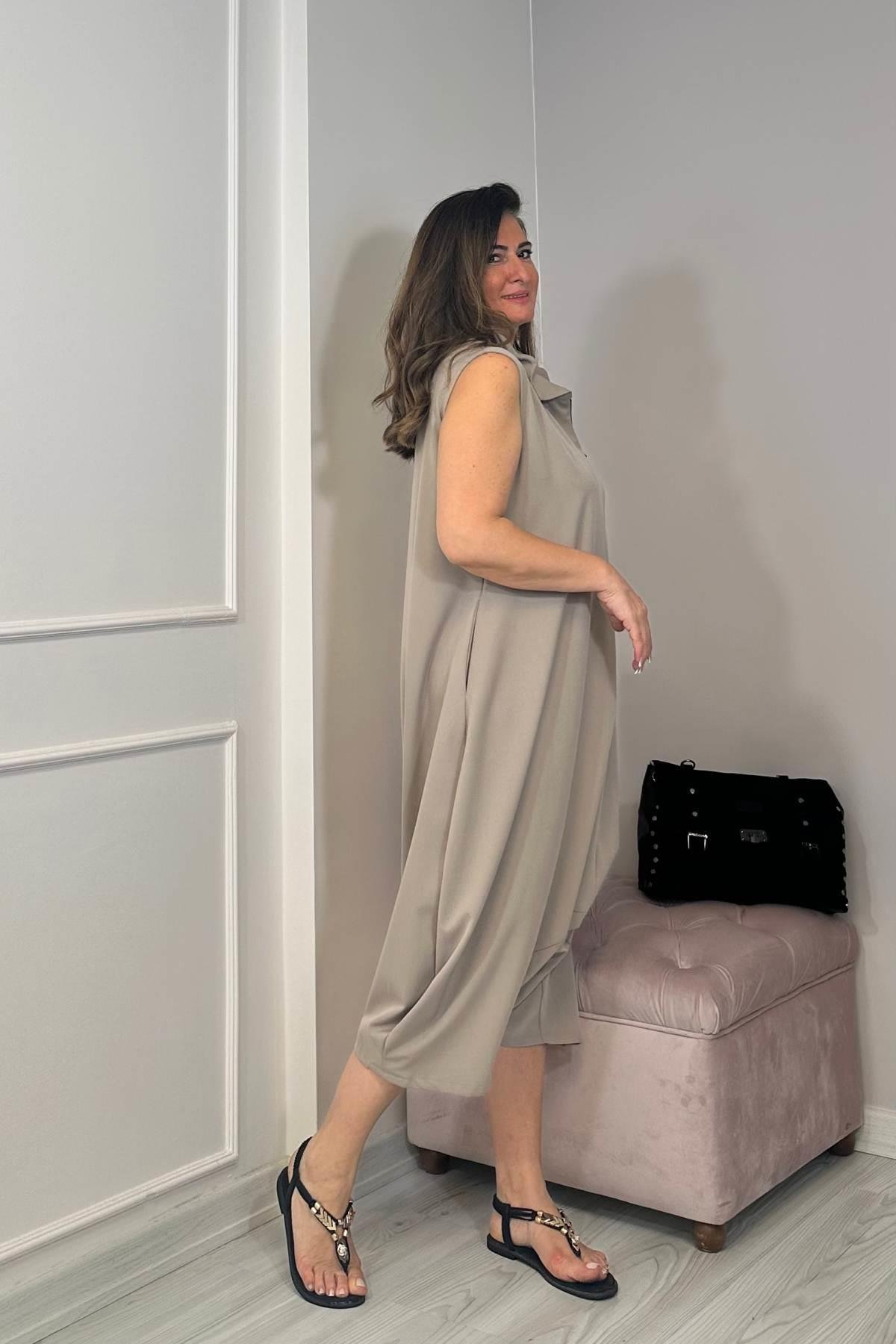 Fermuarlı Şalvar Model Tulum Taşrengi