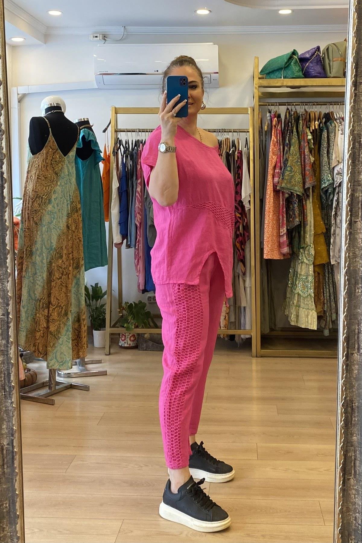 File Detaylı Takım Pembe