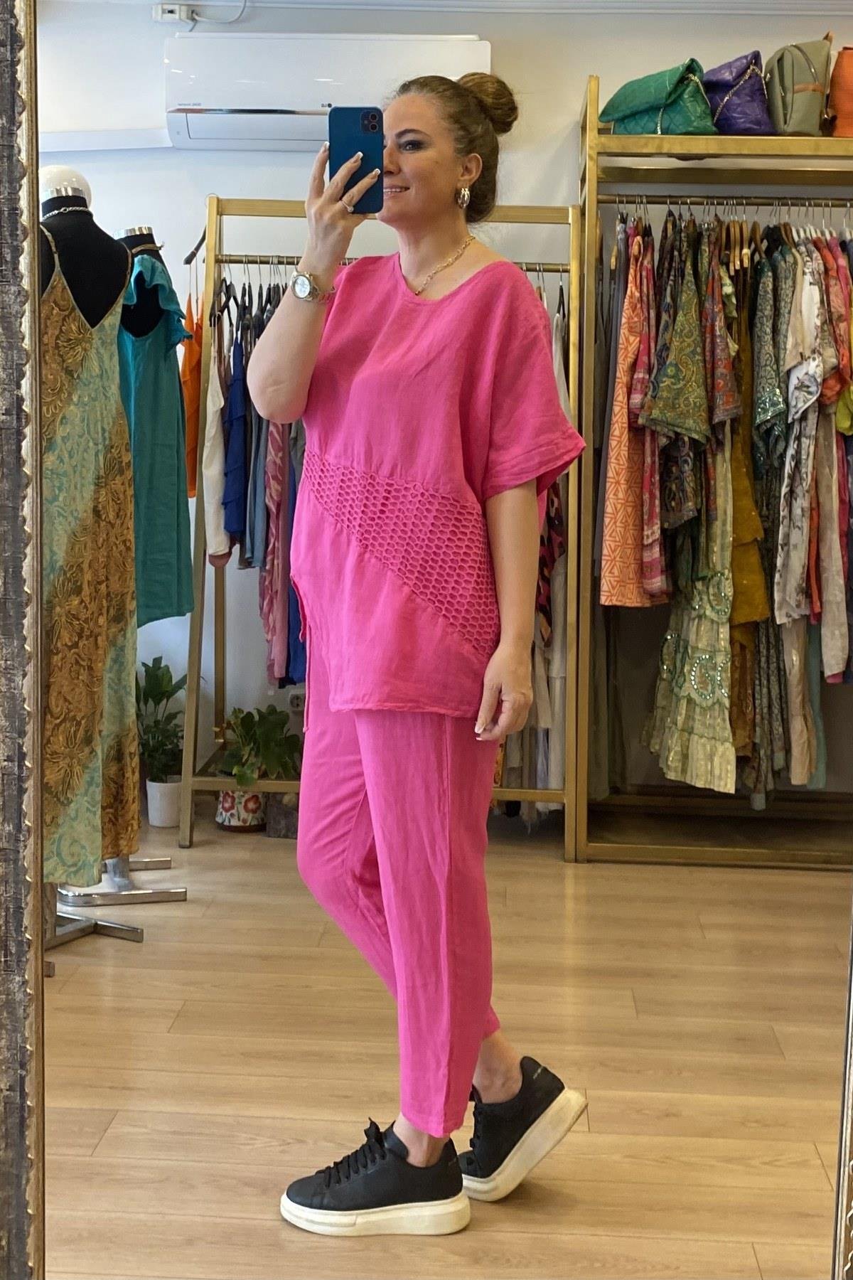 File Detaylı Takım Pembe