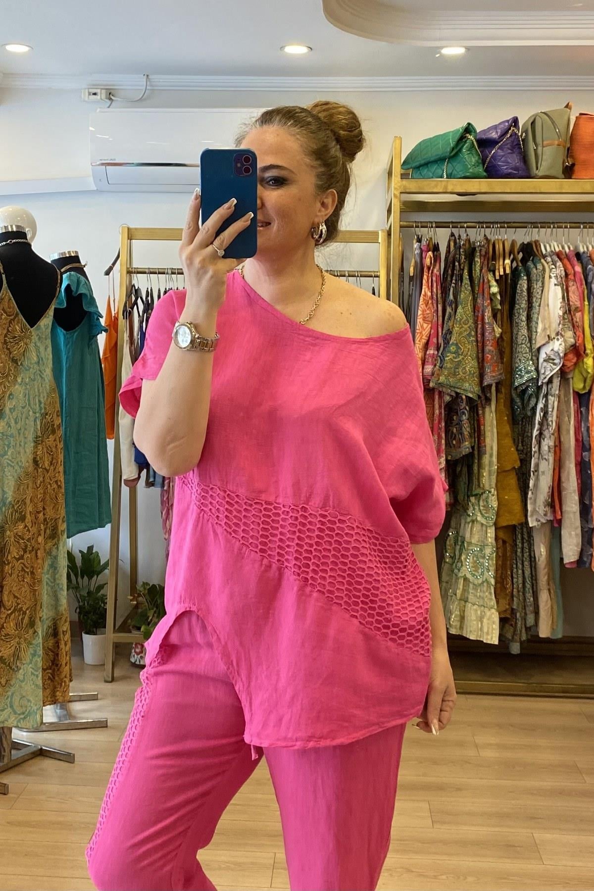 File Detaylı Takım Pembe