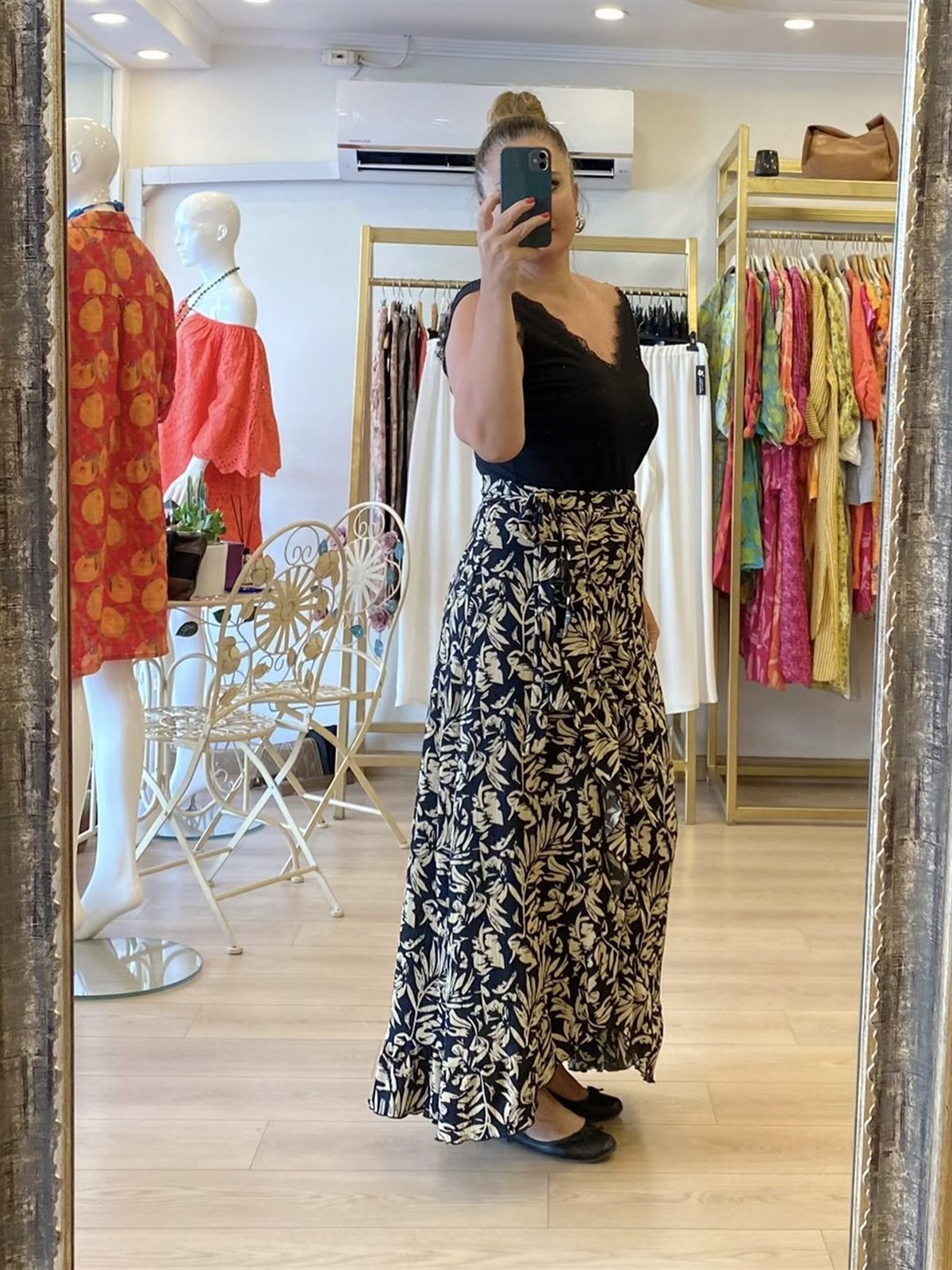 Fırfır Detaylı Anvelop Etek Siyah