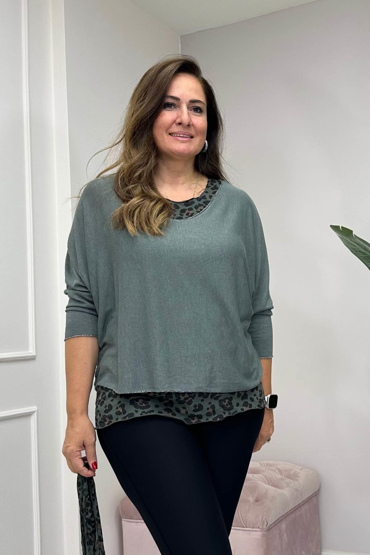 Fularlı Triko Yeşil