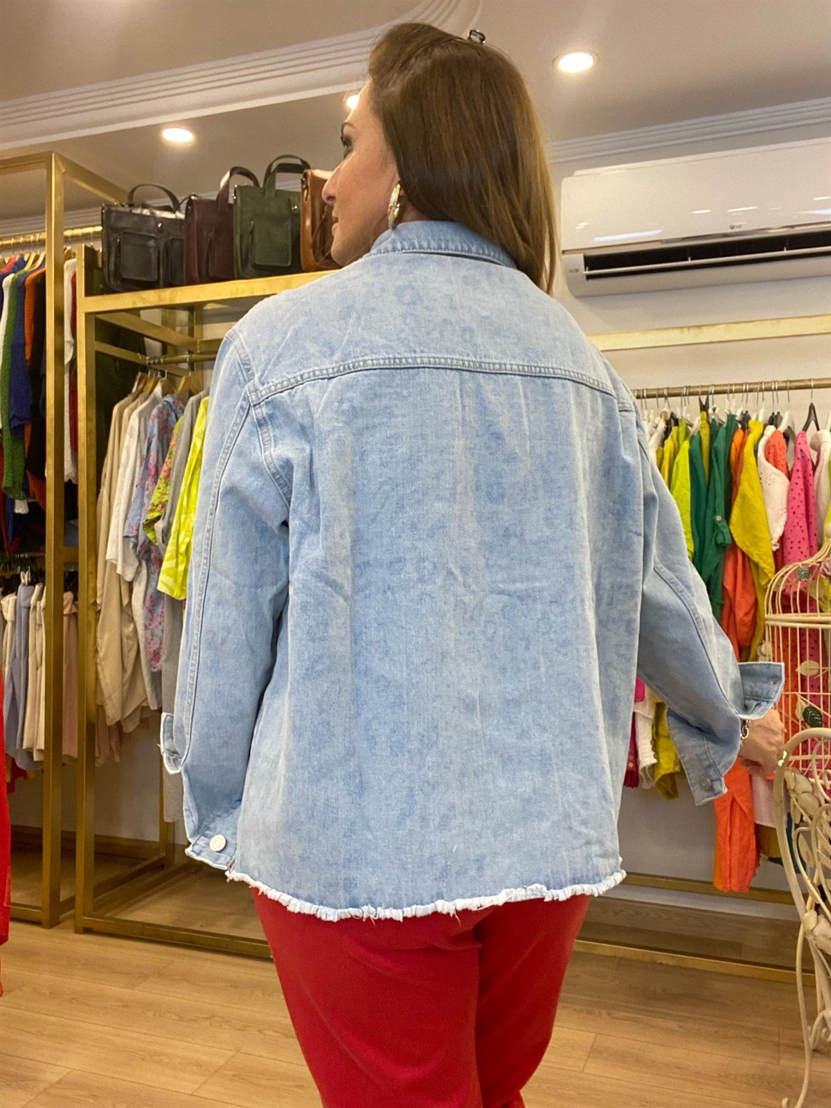 Hare Desenli Oversize Kot Ceket