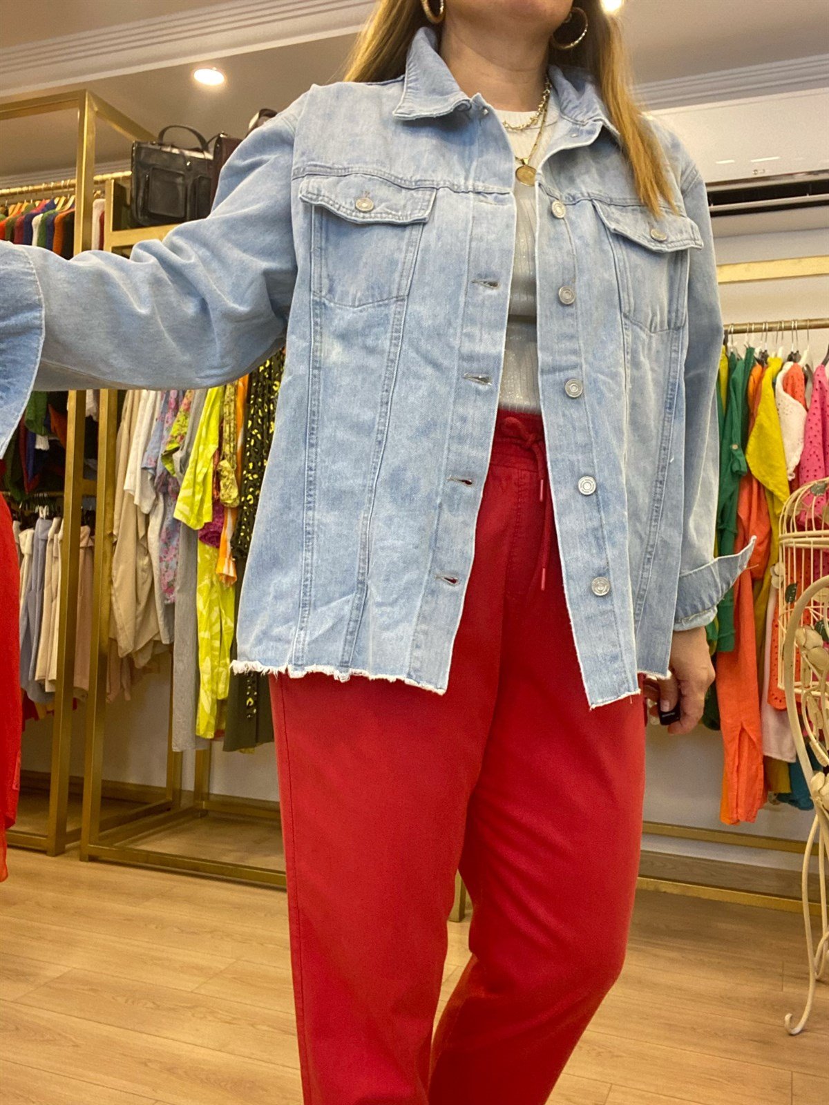 Hare Desenli Oversize Kot Ceket