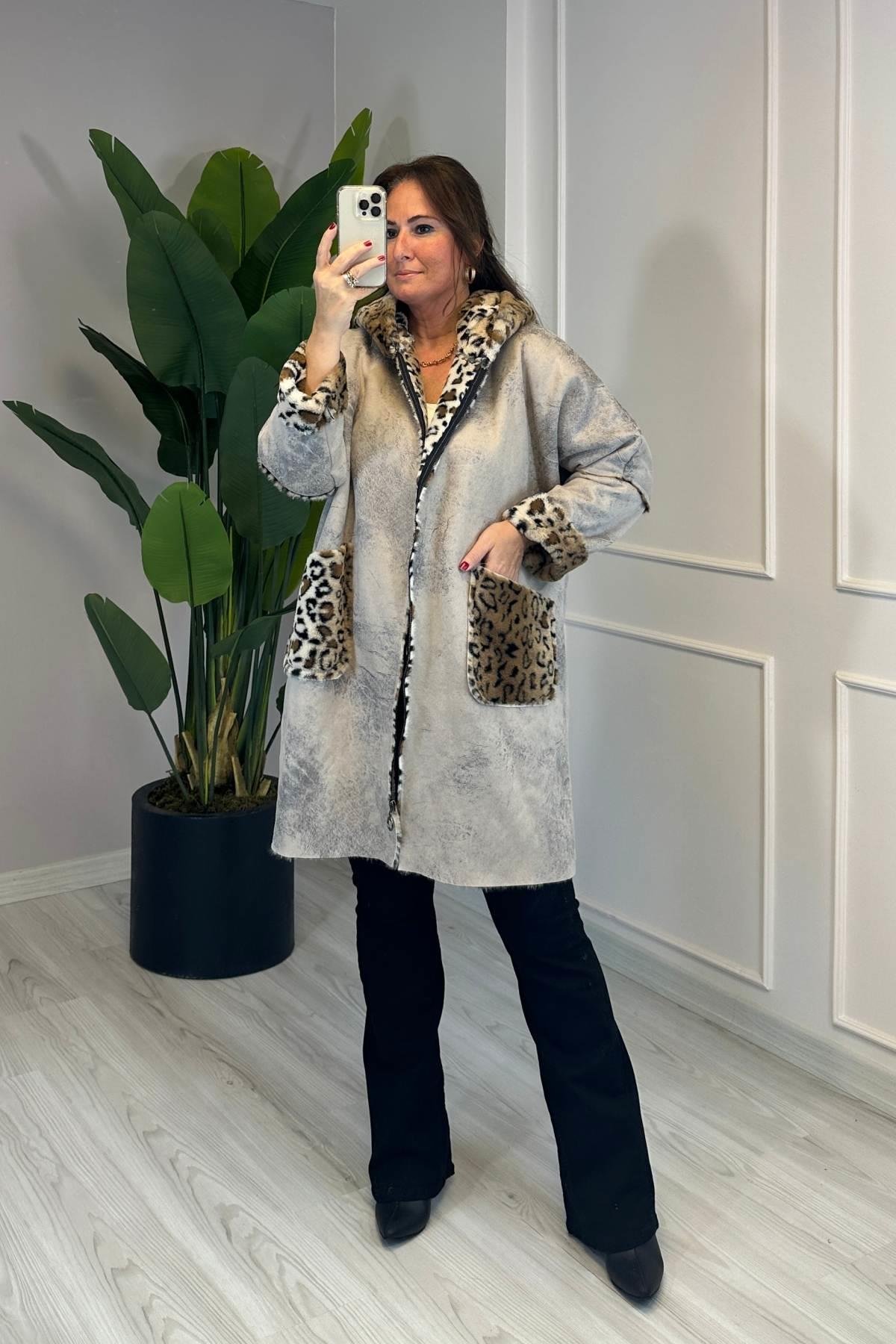 İçi Tüylü Ve Desenli Nubuk Kaban Taş Rengi