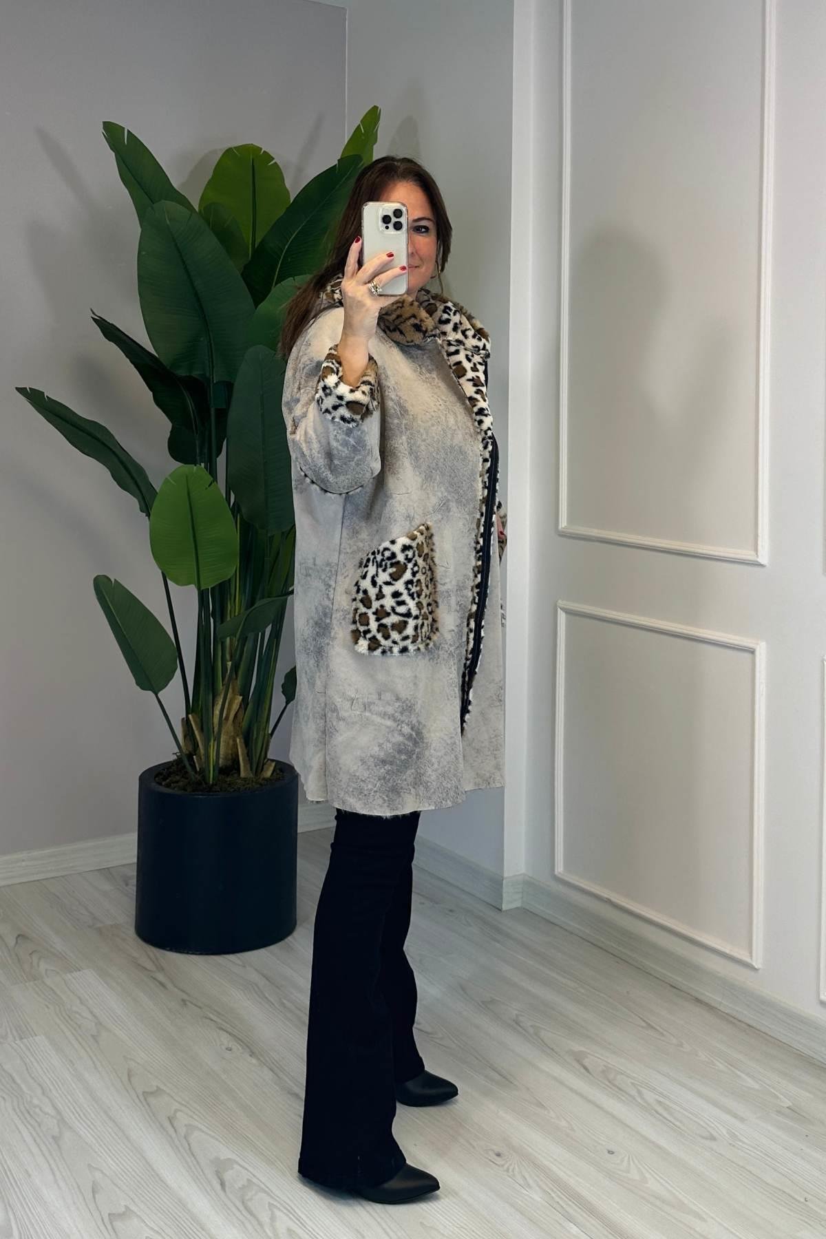 İçi Tüylü Ve Desenli Nubuk Kaban Taş Rengi