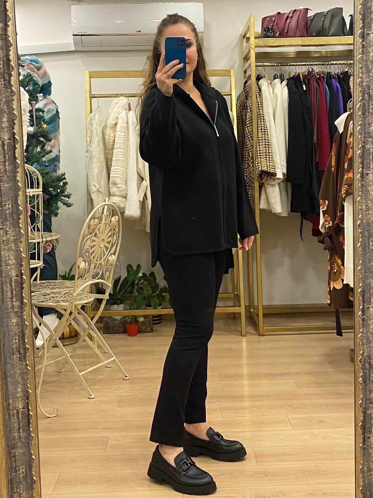 Kapüşonlu Fermuarlı Ceket Siyah