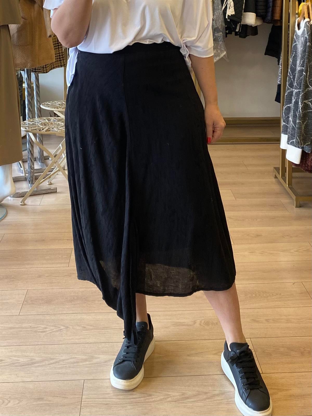 Keten Kumaş Etek Siyah