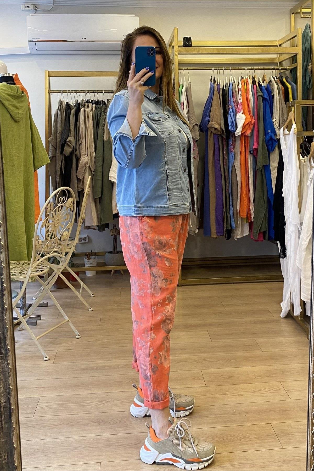 Kısa Likralı Kot Ceket Mavi