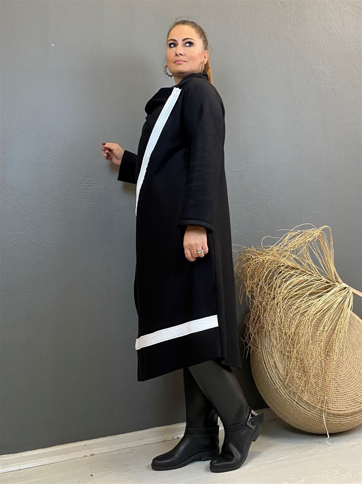 Kruvaze Fermuarlı Polar Ceket