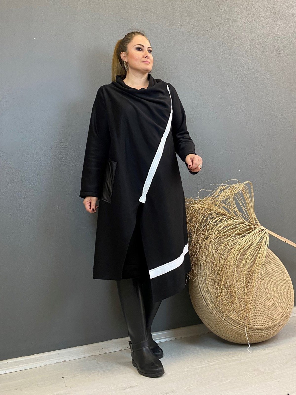 Kruvaze Fermuarlı Polar Ceket