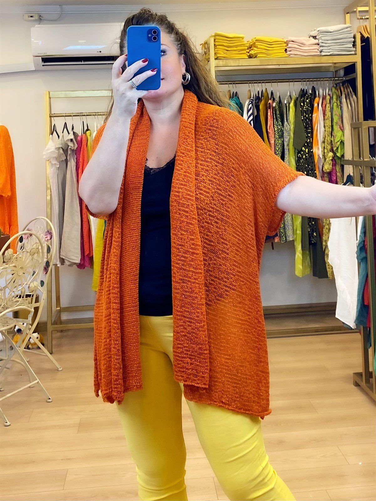 Merserize Şal Taka Ceket Kiremit