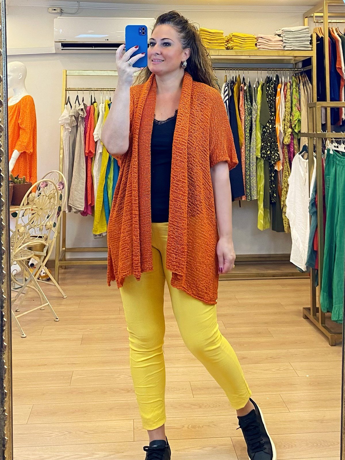 Merserize Şal Taka Ceket Kiremit