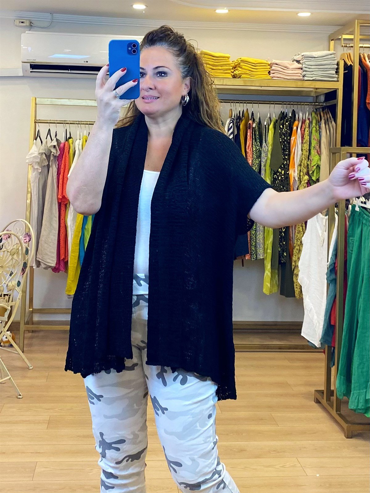 Merserize Şal Taka Ceket Siyah