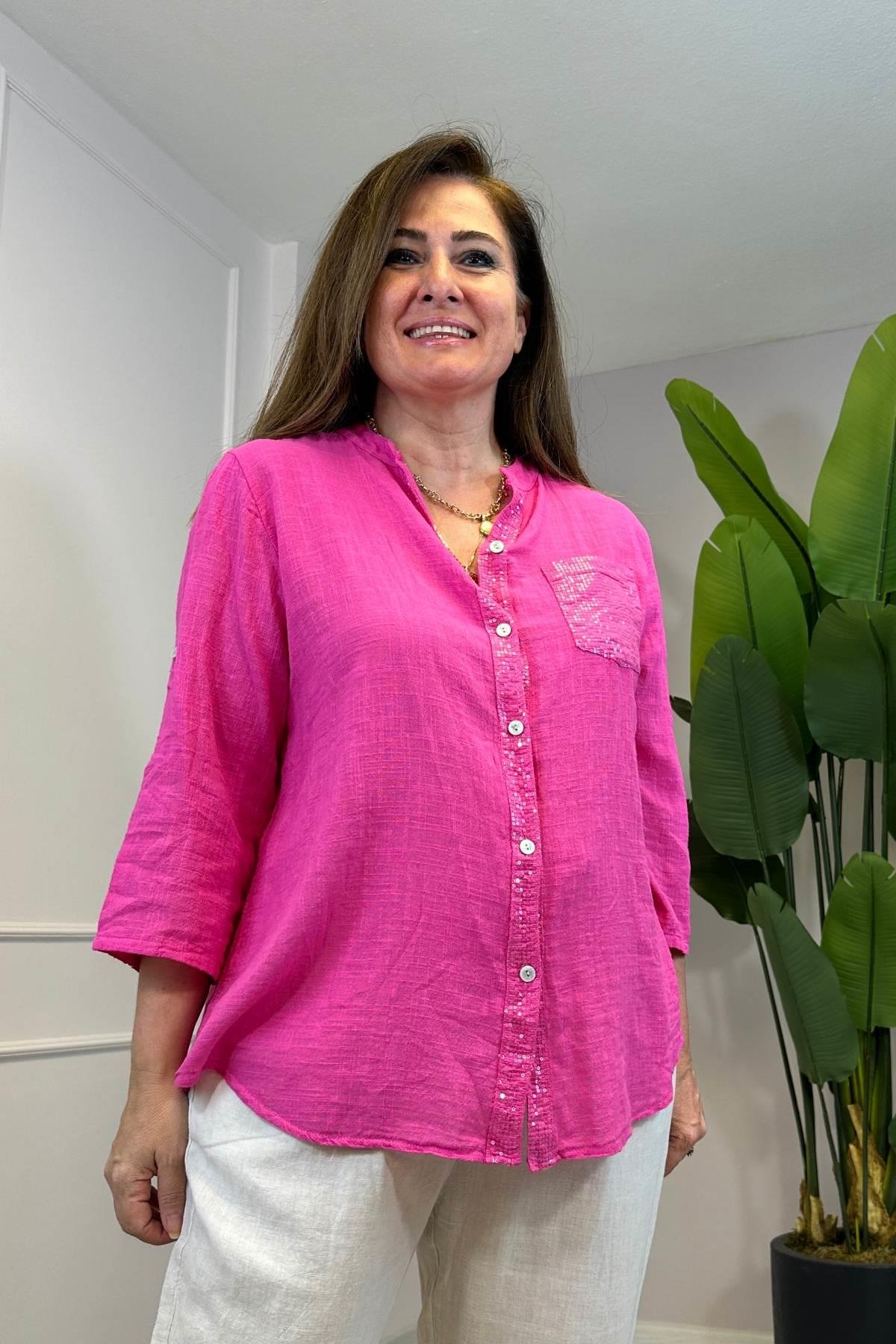 Pamuklu Pullu Gömlek Pembe