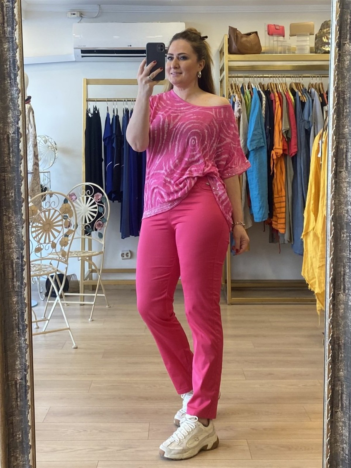 pul detaylı şallı bluz pembe