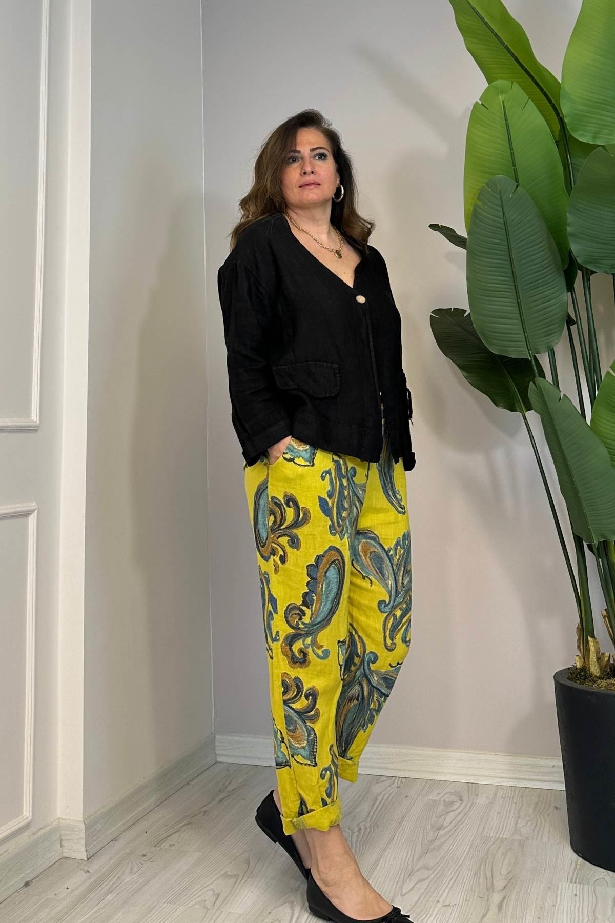 Püskül Detaylı Tek Düğmeli Ceket Siyah