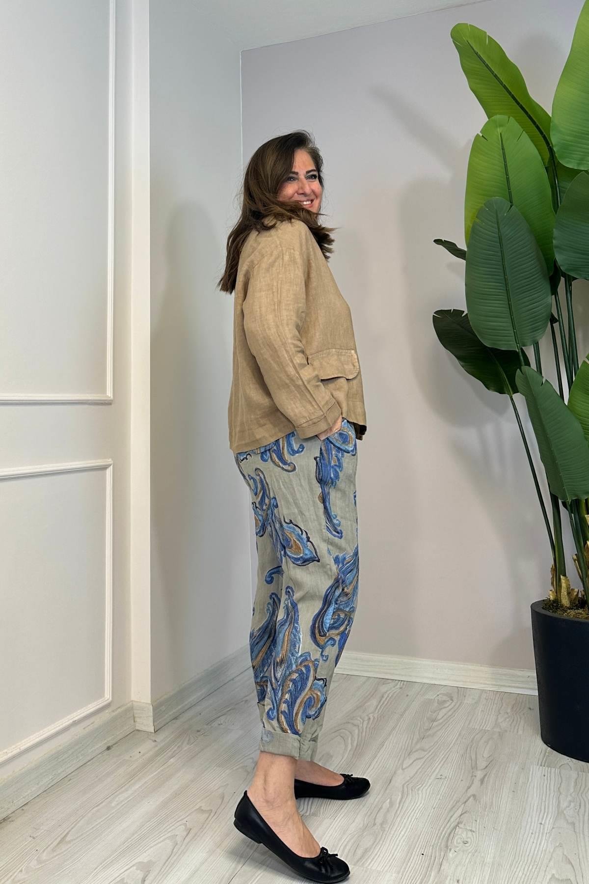 Püskül Detaylı Tek Düğmeli Ceket Taş Rengi