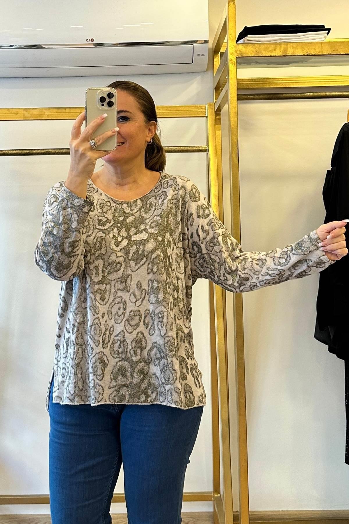 Simli Triko Bluz Taş