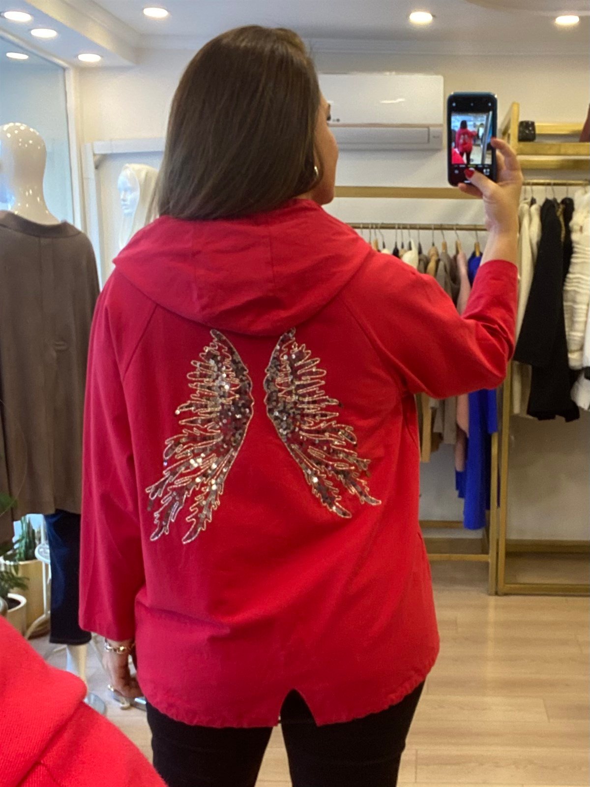 Sırt Pul İşleme Detaylı Ceket Kırmızı