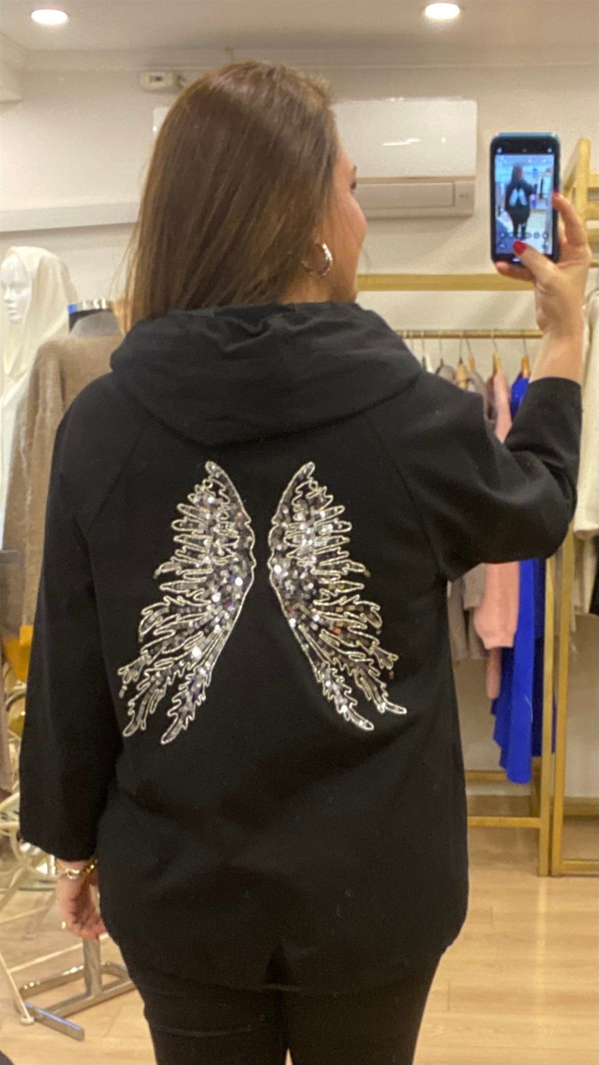 Sırt Pul İşleme Detaylı Ceket Siyah