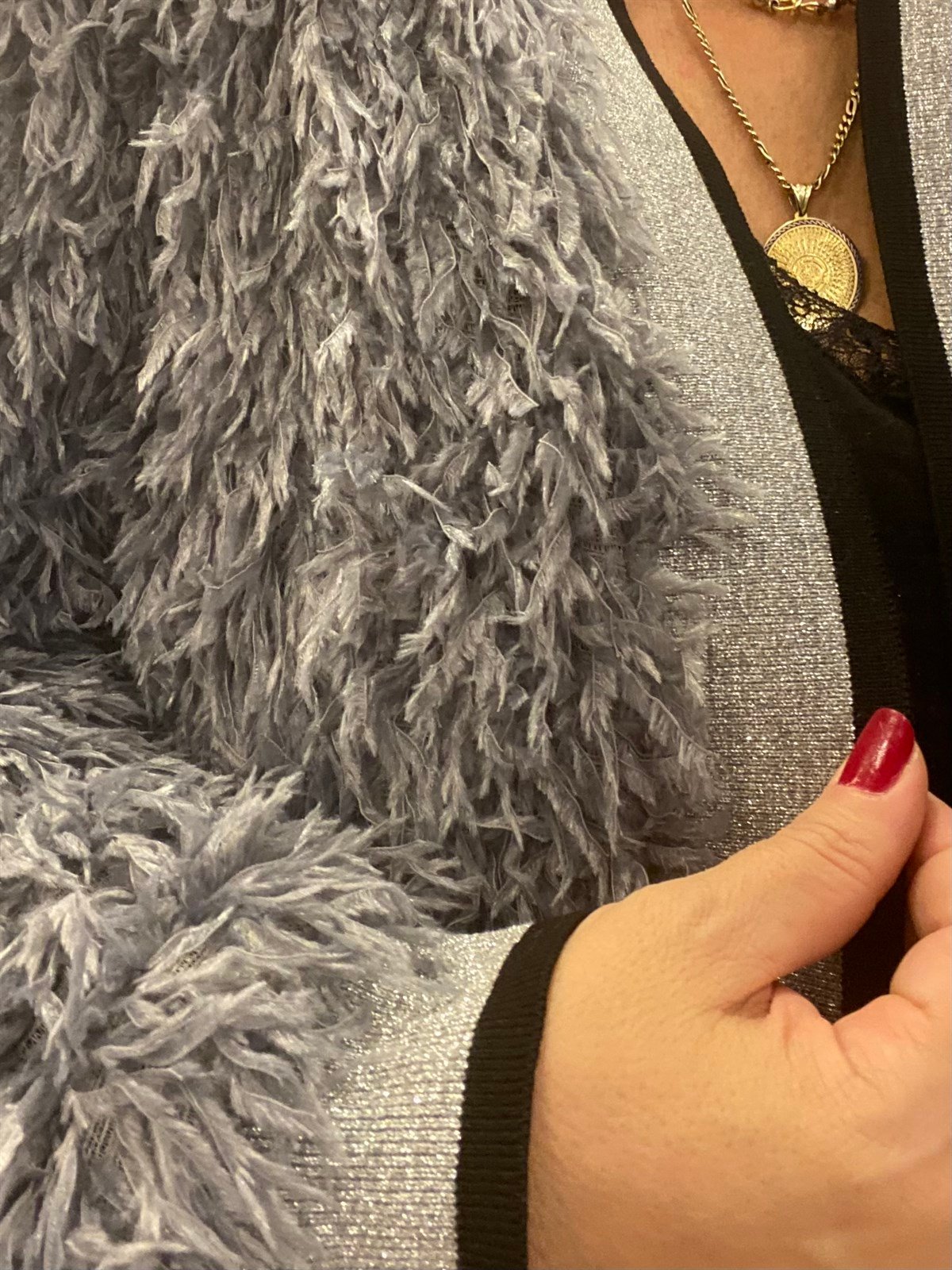 Tiftik Detaylı Sim Şeritli Ceket Gri Rengi