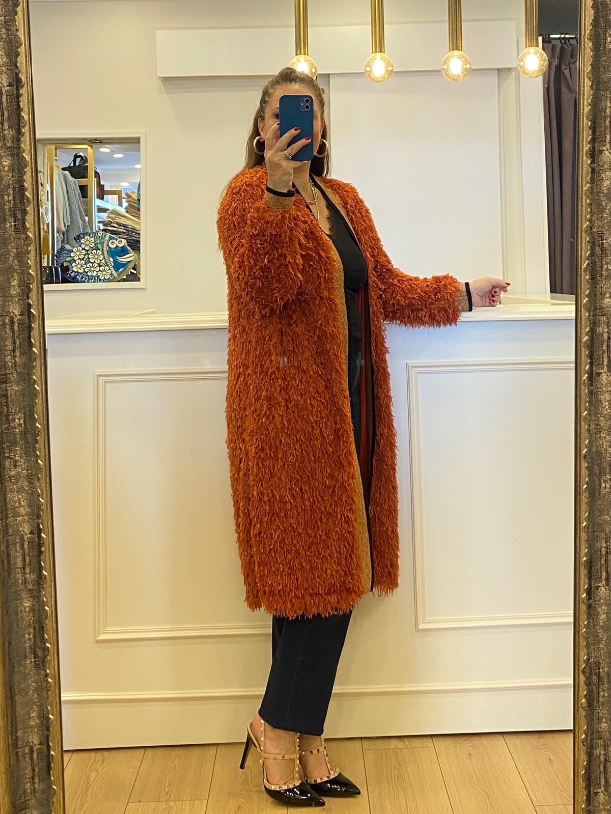 Tiftik Detaylı Sim Şeritli Ceket Kiremit Rengi