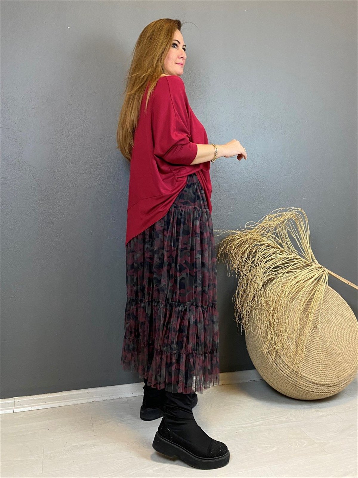 Tül Detay Astarlı Etek