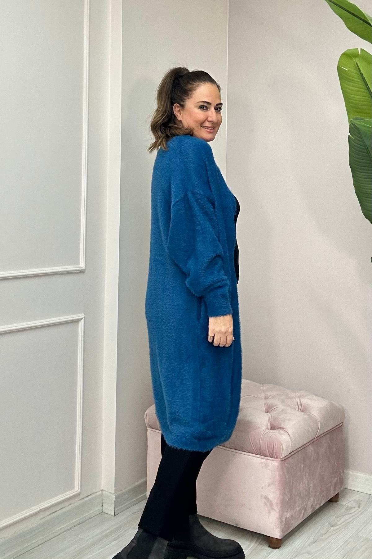 Uzun Yumoş Hırka Petrol Yeşili