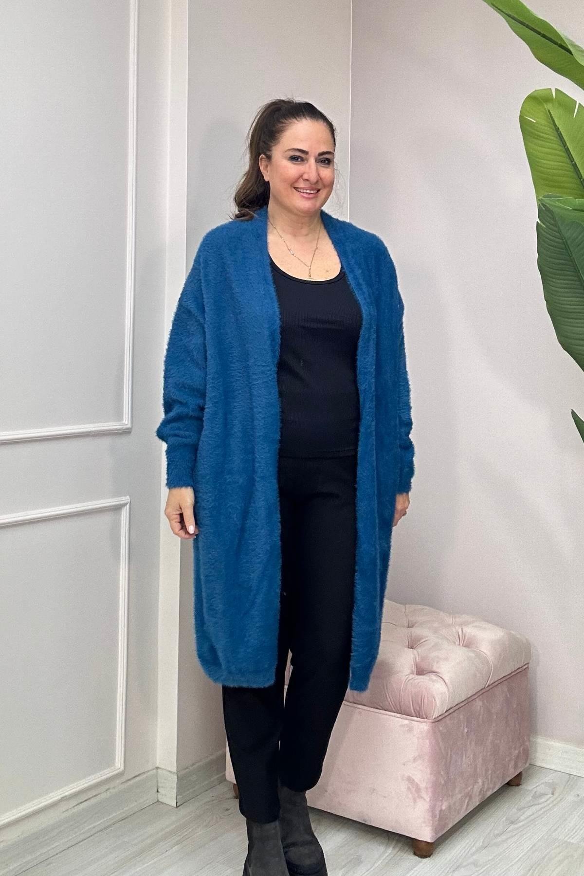 Uzun Yumoş Hırka Petrol Yeşili