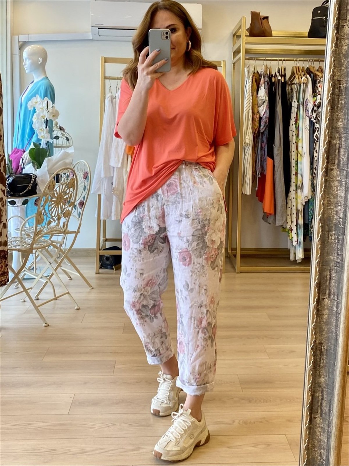 V Yakalı Viscon Penye Oversize Bluz Pembe
