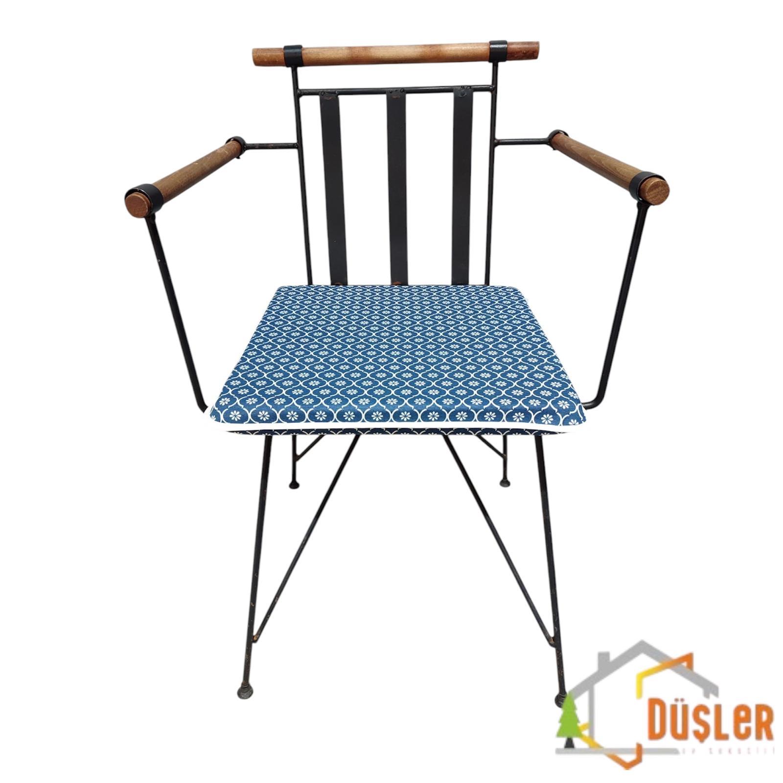 40*40 Duck Kumaş Petrol Mavisi Papatya Desenli 4 Cm lik Sandalye Minderi