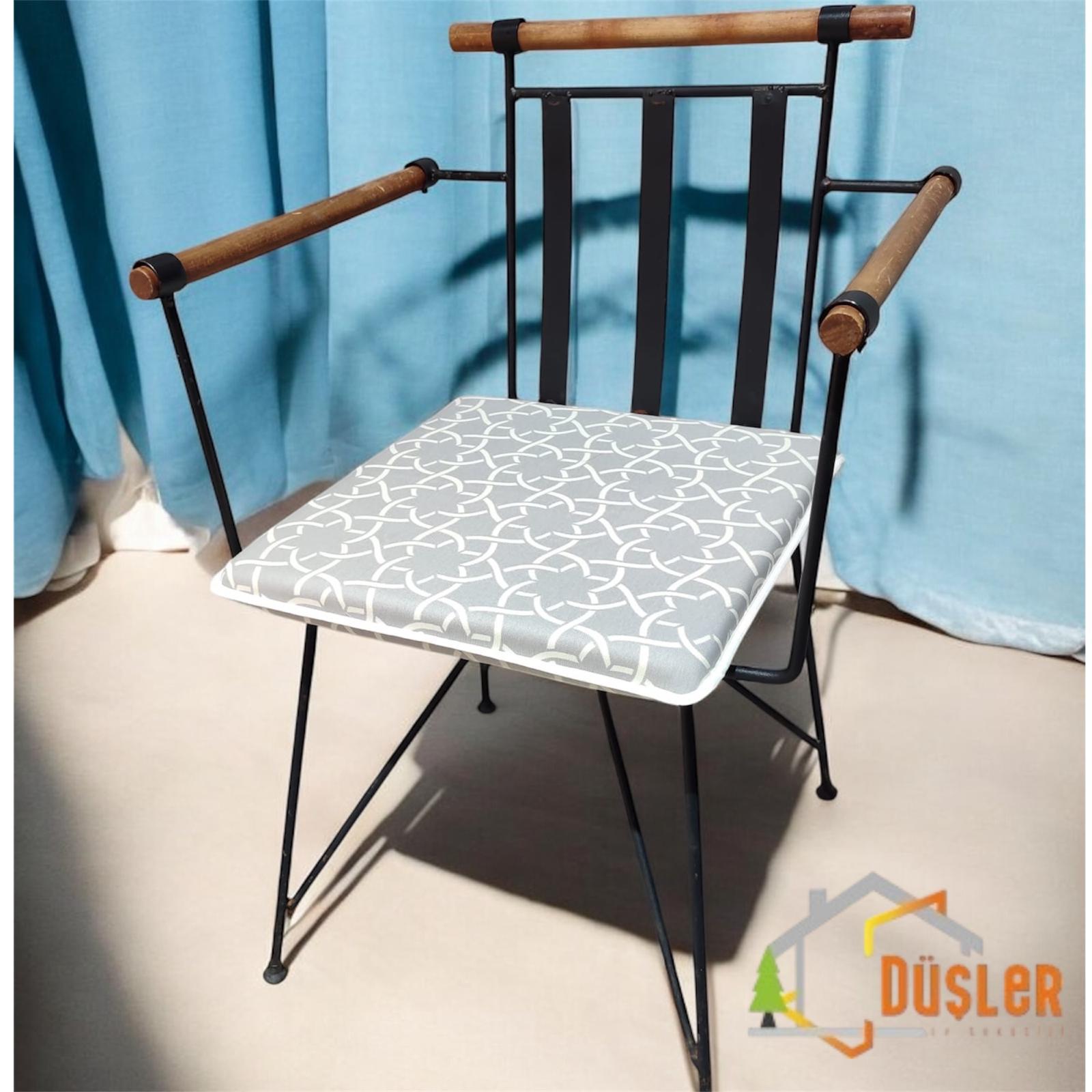 40*40 Gri Desenli Sandalye Minderi