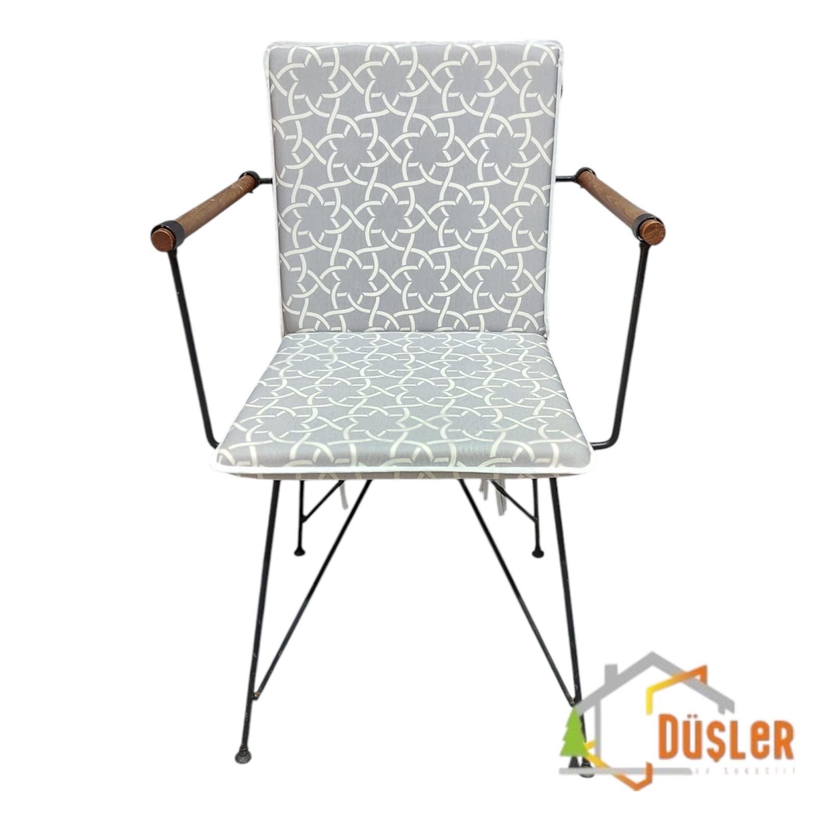40*80 Gri Desenli 4 Cm lik Sırtlı Sandalye Minderi