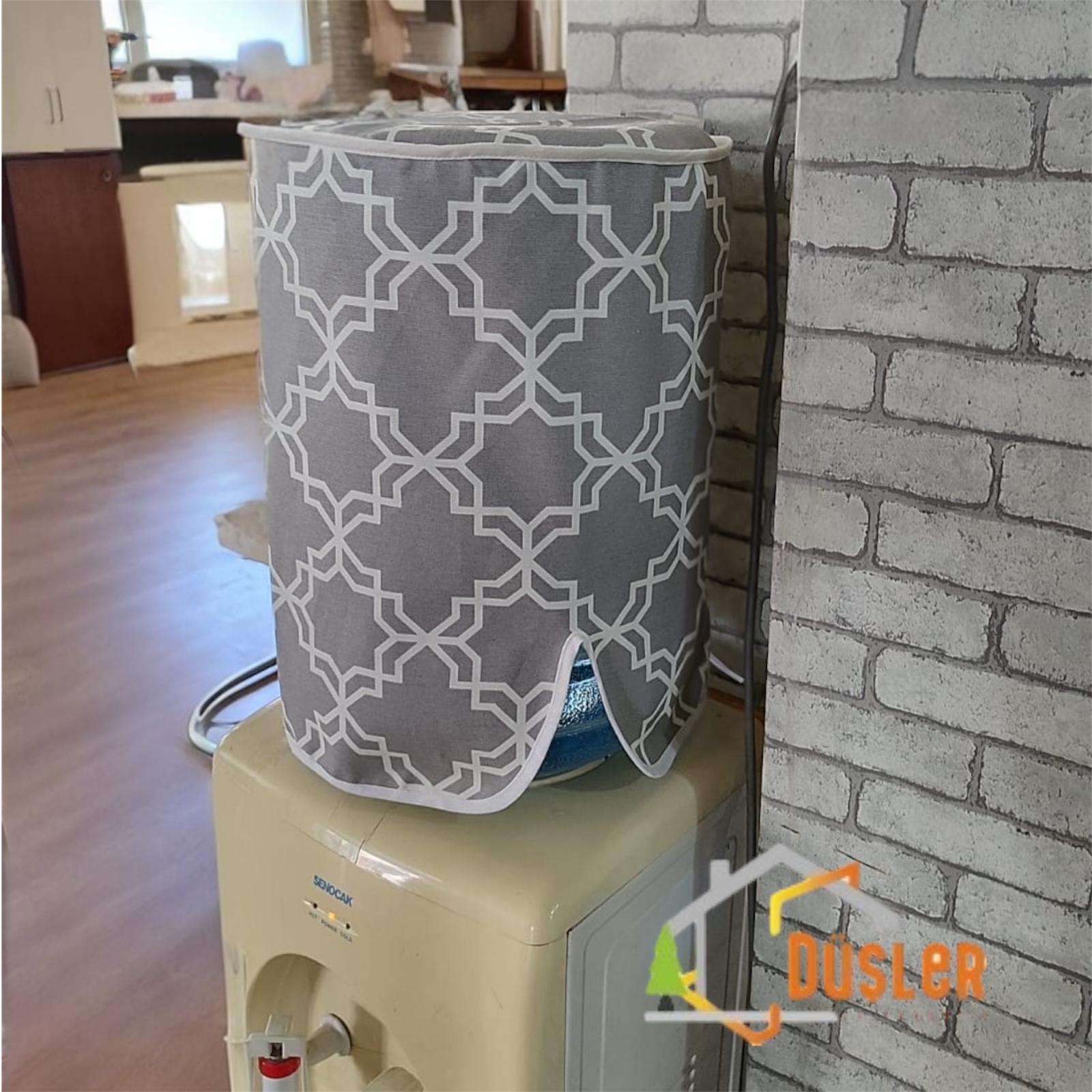 Gri Desenli Damacana Kılıfı Sebil Koruma Duck Kumaş Su Seviyesi Göstergeli Saklama Örtüsü 