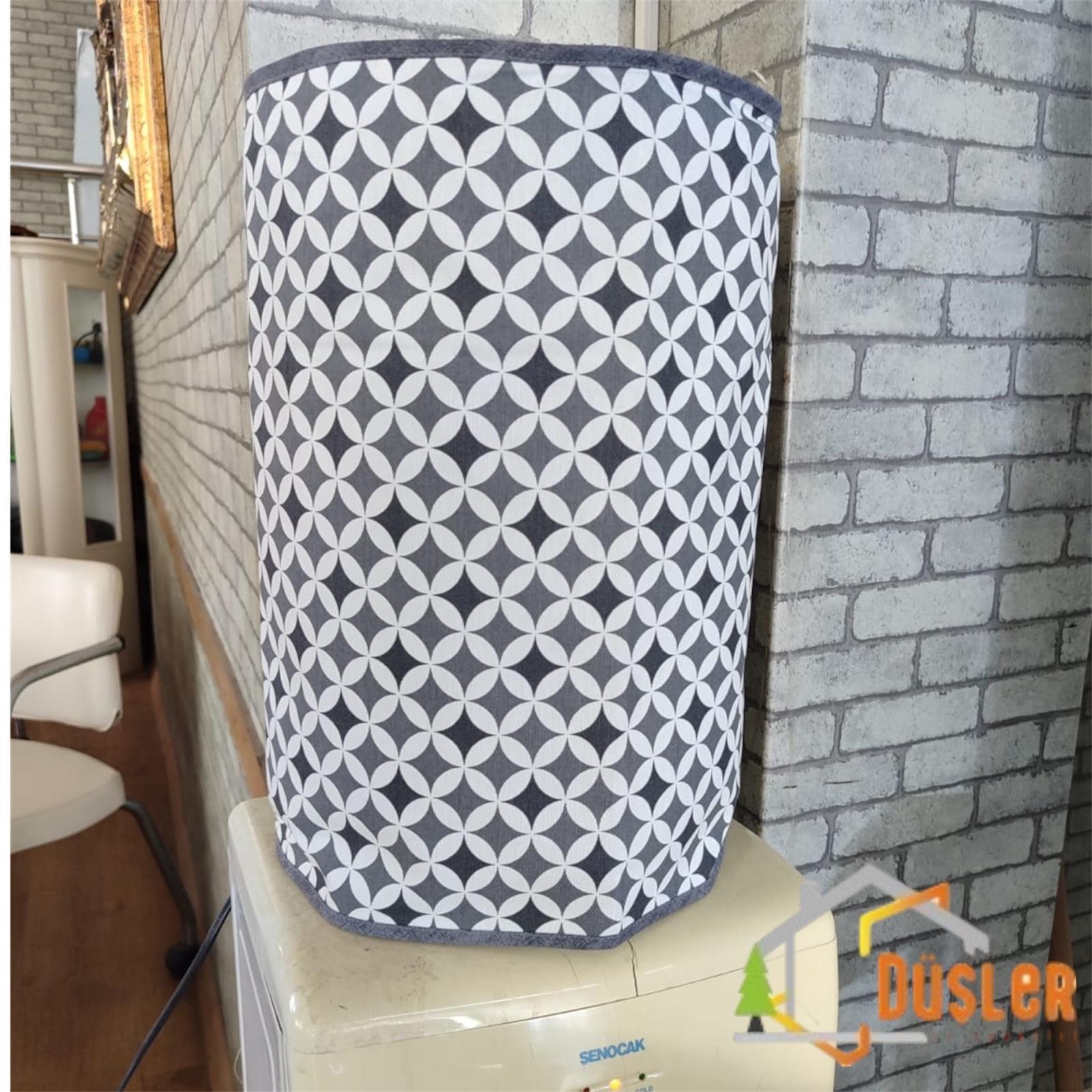 Gri Geometrik Desenli Damacana Kılıfı Sebil Koruma Duck Kumaş Saklama Örtüsü 