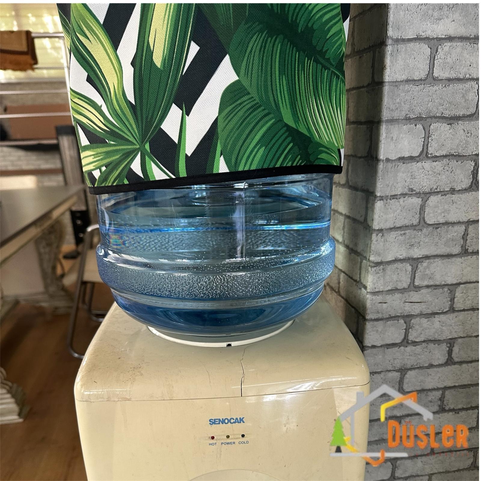 Yeşil Zikzak Yaprak Desenli Damacana Kılıfı Sebil Koruma Saklama Örtüsü 