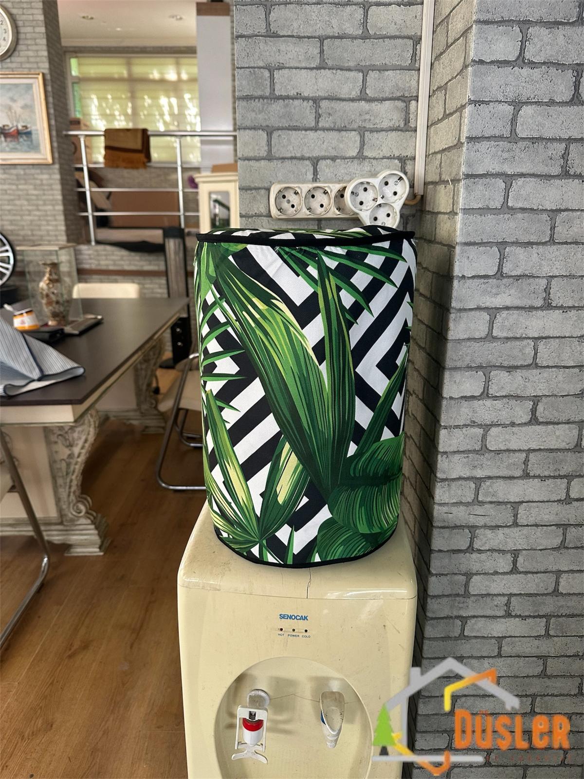 Yeşil Zikzak Yaprak Desenli Damacana Kılıfı Sebil Koruma Saklama Örtüsü 